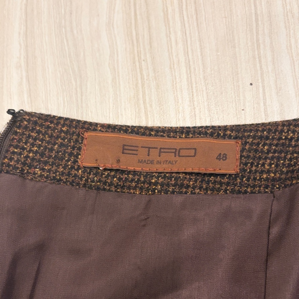 ETRO made in Italy Brown A-Line wool Skirt - Picture 2 of 3